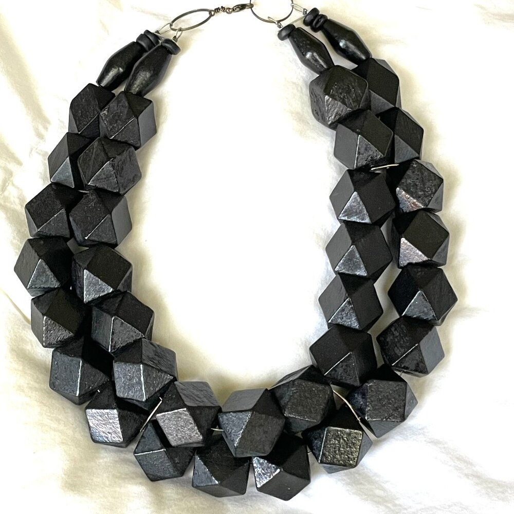Wood Bead Collar Necklace, History + Industry, O/S